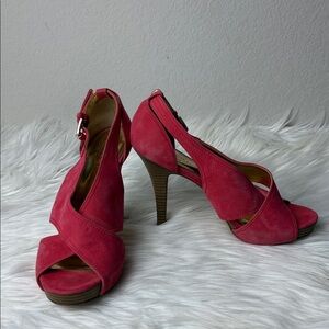Coach Vibrant Red Open-Toe Heels